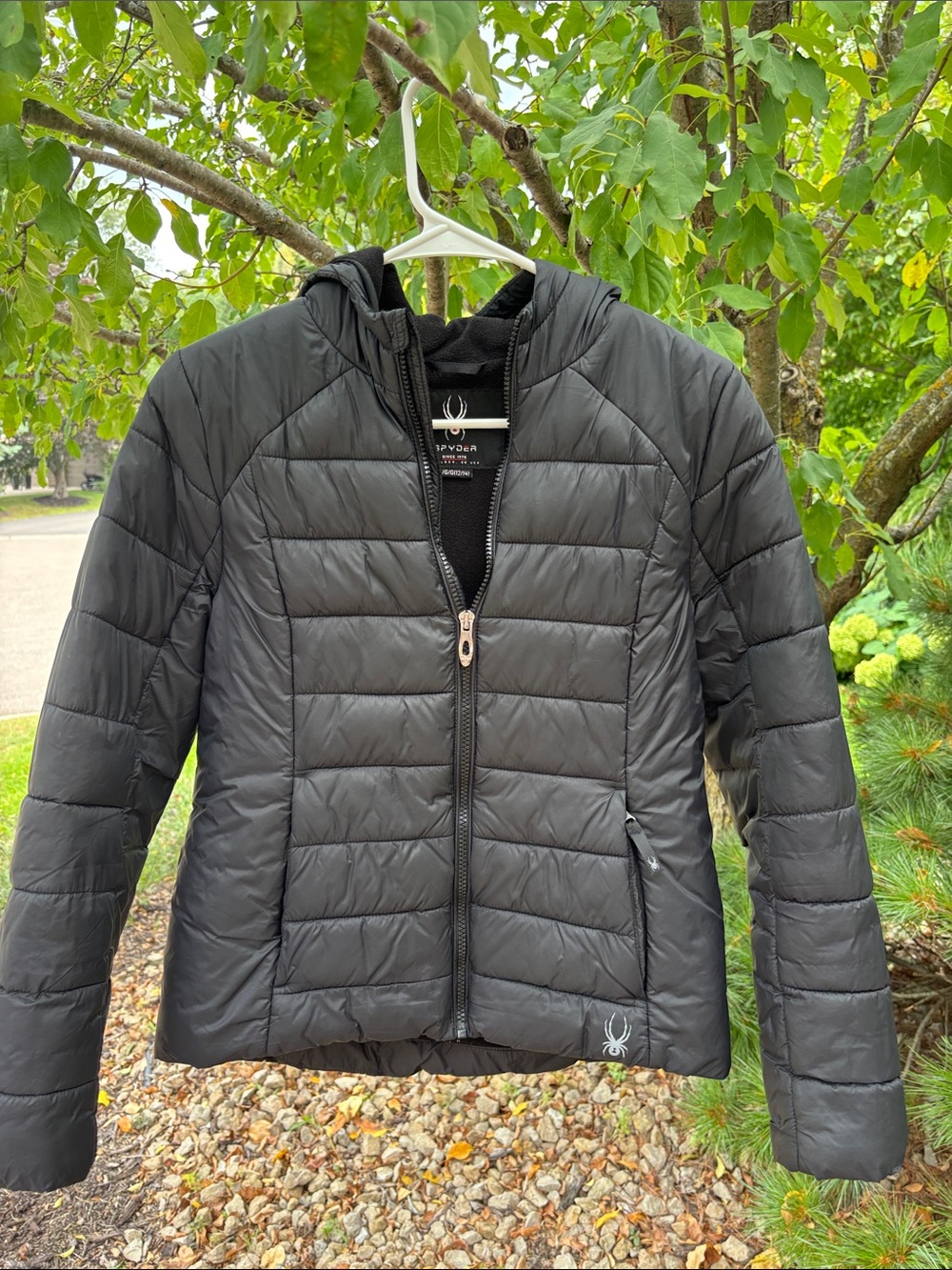 Spyder Girl’s Black Quilted Hooded Puffer Jacket